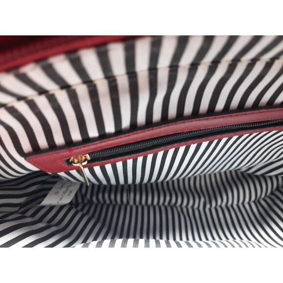 Davis and Towne The Camilla Red Leather w/Gold Color Hardware Strip Lining - Picture 6 of 9